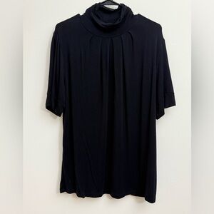 {Apt 9 Essentials}-Size: 1X-Elegant Black Women's Mockneck Short Sleeve Top